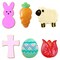 CookieCutter.com Easter 6 Piece Cookie Cutters Set, Easter Bunny, Egg, Carrot, Cross, Sheep, Tulip, Tin Plate Steel, USA